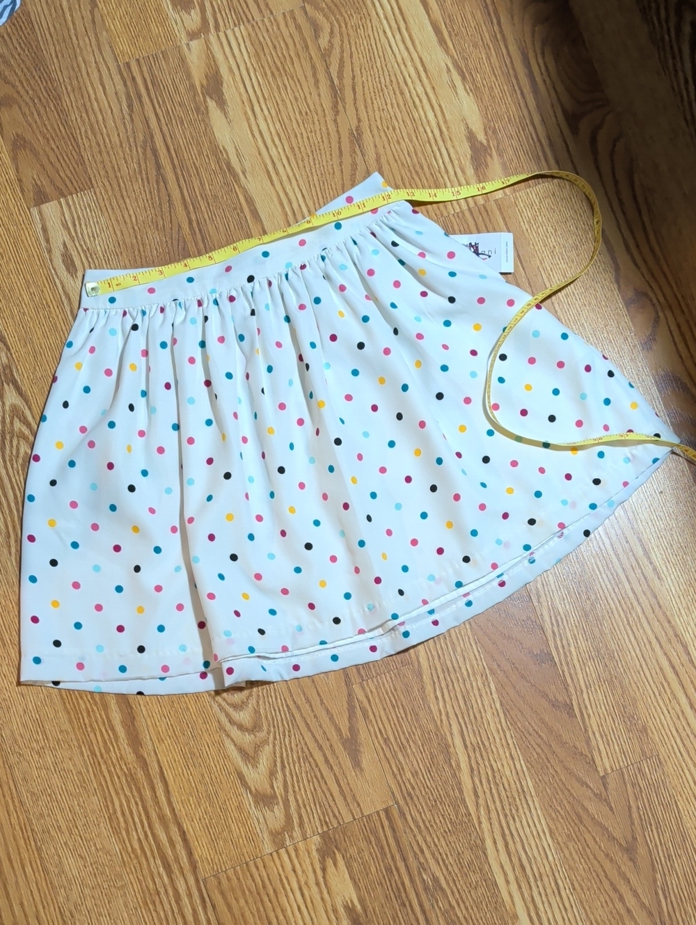 Jr's White Polka Dot Skirt with Multicolor Dots SZ 3